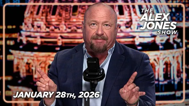 WEDNESDAY EMERGENCY BROADCAST: Top Democrats Call For Overthrow of US Government & The Murder Of Trump & Other Admin Officials As Leftist Violence Escalates Nationwide! PLUS, Trump Threatens Iran With “Much Bigger Strikes!” Host Of The HighWire- Del Bigtree- Joins Infowars In-Studio To Break Down RFK Jr.'s Monumental Achievements, And Reveal The Conflict Within Trump's Admin Between Promoting American Businesses & The MAHA Movement! FINALLY, Alex Jones Debates Brian Krassenstein On The Root Cause Of The ICE Protest Deaths In Minnesota & Democrat Calls For The Murder Of Trump, Stephen Miller, & Others! Must-Watch/Share! — FULL SHOW 1/28/26 cover